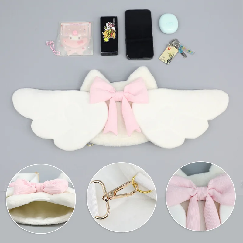 Halloween Fallen Angel Devil Bat Wings Phone Purse Children Candy Bag Anime Lolita Girl Plush Backpacks Cute Bow Handbag Cosplay