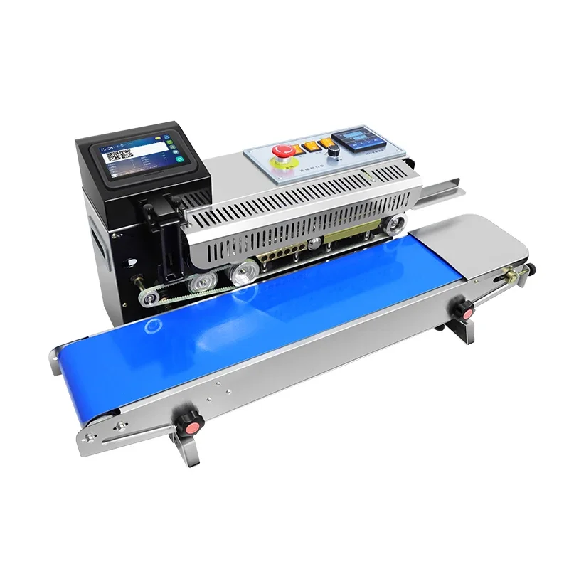 horizontal continuous band sealer vertical digital temperature control bag film sealing machine with coding printer