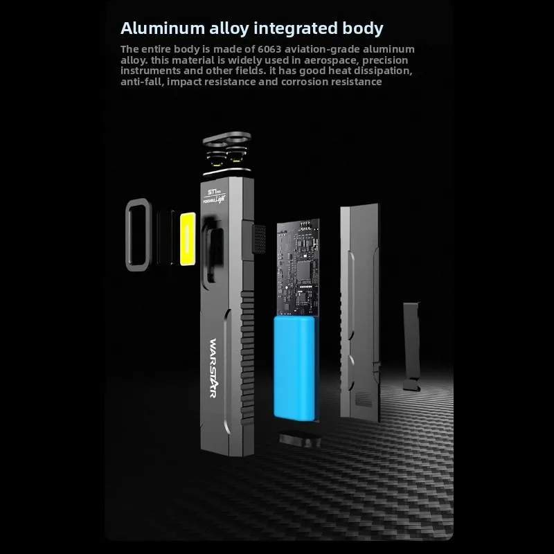 ST1 Workshop Professionelles Aluminium SFT25 LED 1500 lm magnetische Fernbedienung C-Typ wiederaufladbare Taschen-Seiten-Arbeitsleuchte COB UV 2–10 Stunden