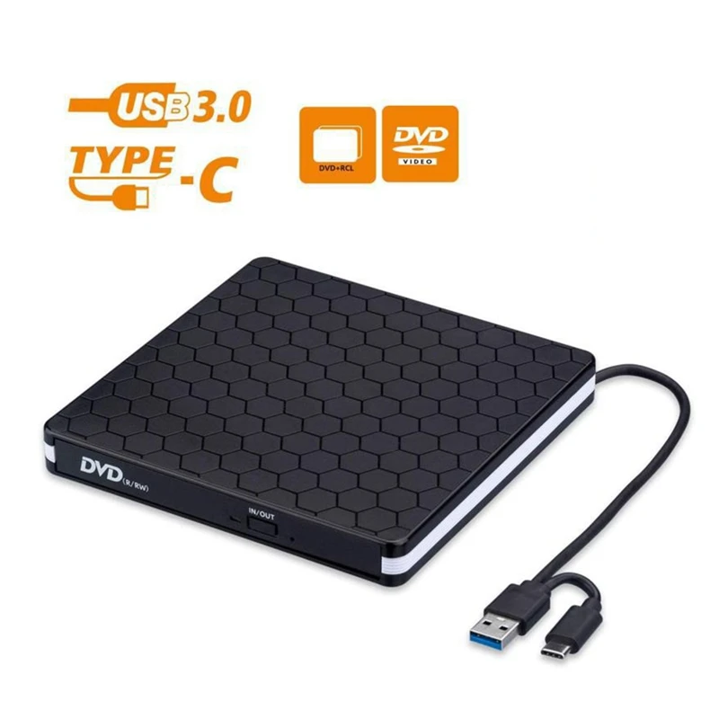 CD-привод с USB 3,0 и Type-C, сверхтонкий портативный внешний DVD-рекордер, проигрыватель для ноутбука