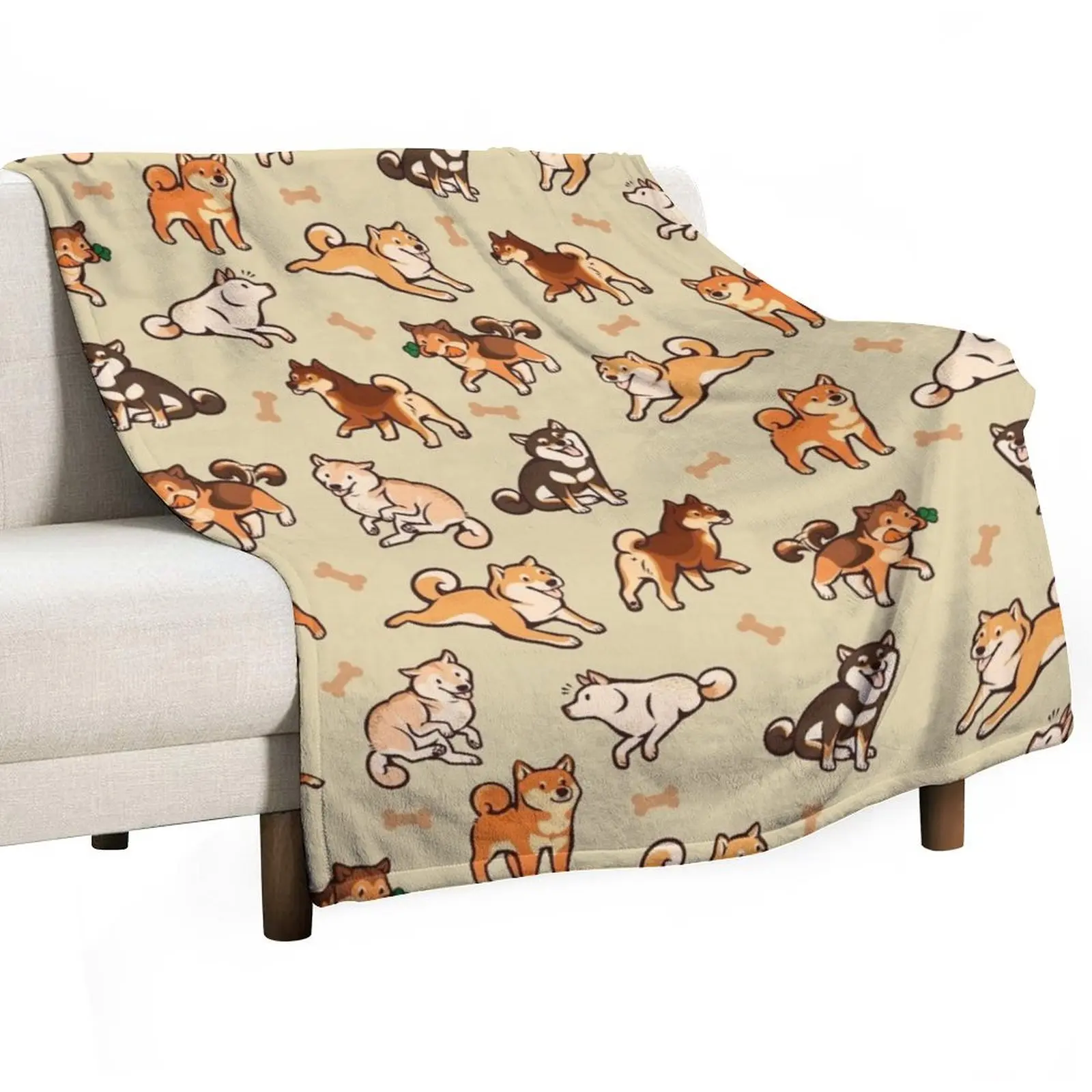 

shibes in cream Throw Blanket Tourist Stuffeds Sofa Throw Blankets