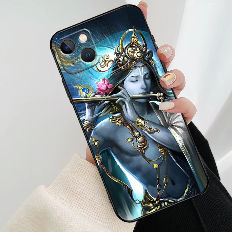 Indian God Lord Krishna Phone Case For iPhone 11 12 13 14 15 16 Pro XS Max Mini Cover For iPhone X XR Plus Back Case