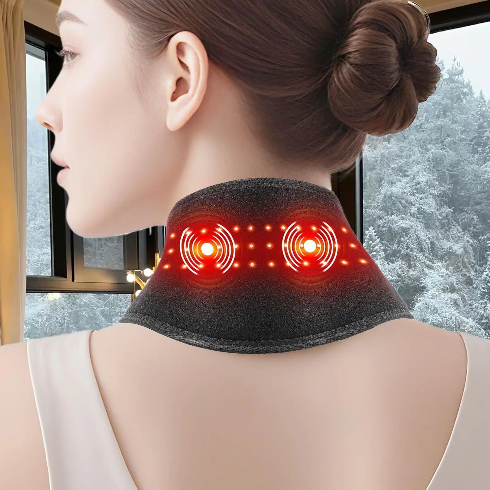 Neck Heating Pad 3 Temp Settings Heater Adjustable Strap Heated Neck Pad For Cervical Discomfort Relief Women Men Elderly Mom