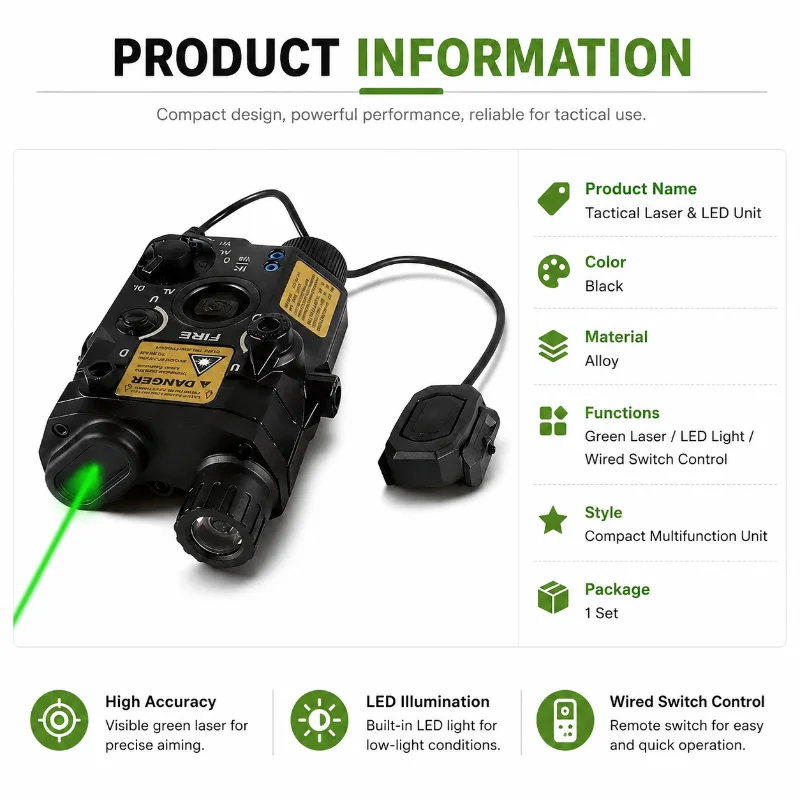 Alloy Made PEQ15 Red Laser Indicator Multifunctional Adjustable Hobby Display Accessory