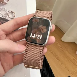 Korea Cute Nylon Elasticity Strap For Apple Watch Band Ultra2 49mm 45mm 44 41 42 Correa Adjustable Band For Iwatch Series 9 8 SE
