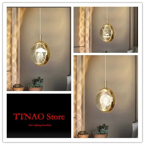 

TTNAO Chandelier Creative Modern Pendant Light,Metal Ring with K9 Crystal Ball Pendant Lamp For Dining Room Living Room Corridor