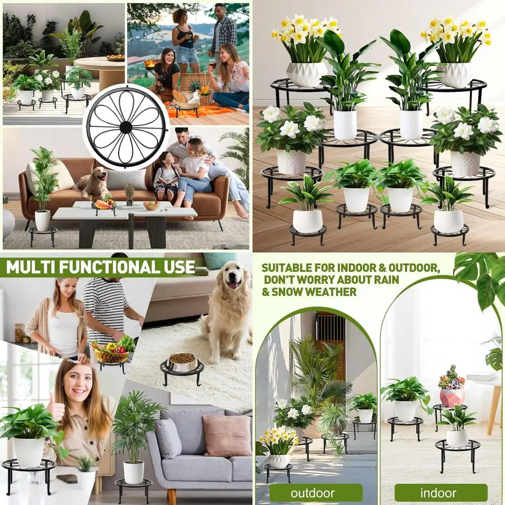 

Прочные металлические подставки для растений, подходят для использования в помещении и на улице, из нержавеющей стали, для нескольких растений, декор для сада и дома