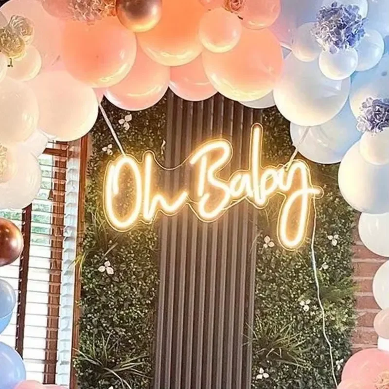 Wholesale Led logo Light Happy Birthday Neon Sign Custom Made Wedding Dropshipping Oh Baby Neon Sign Bedroom Party Home Decor