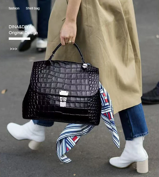 New Fashion Alligator pattern Women Handbags Genuine Leather Ladies Shoulder Bags Female Brand Luxury Real Leather Crossbody Ba