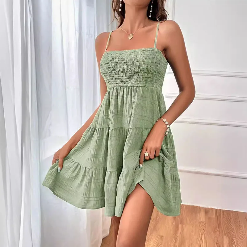 Sexy Sling Breast Wrap Corset Summer Lady One Line Collar Solid Color Casual All-match Texture Multiple Colour Elegant Dress