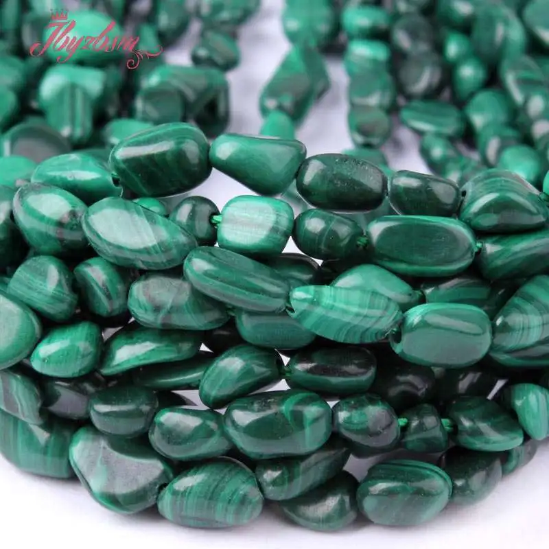 4-7mm Natural Freeform Gravel Green Malachite Spacer Beads 15\