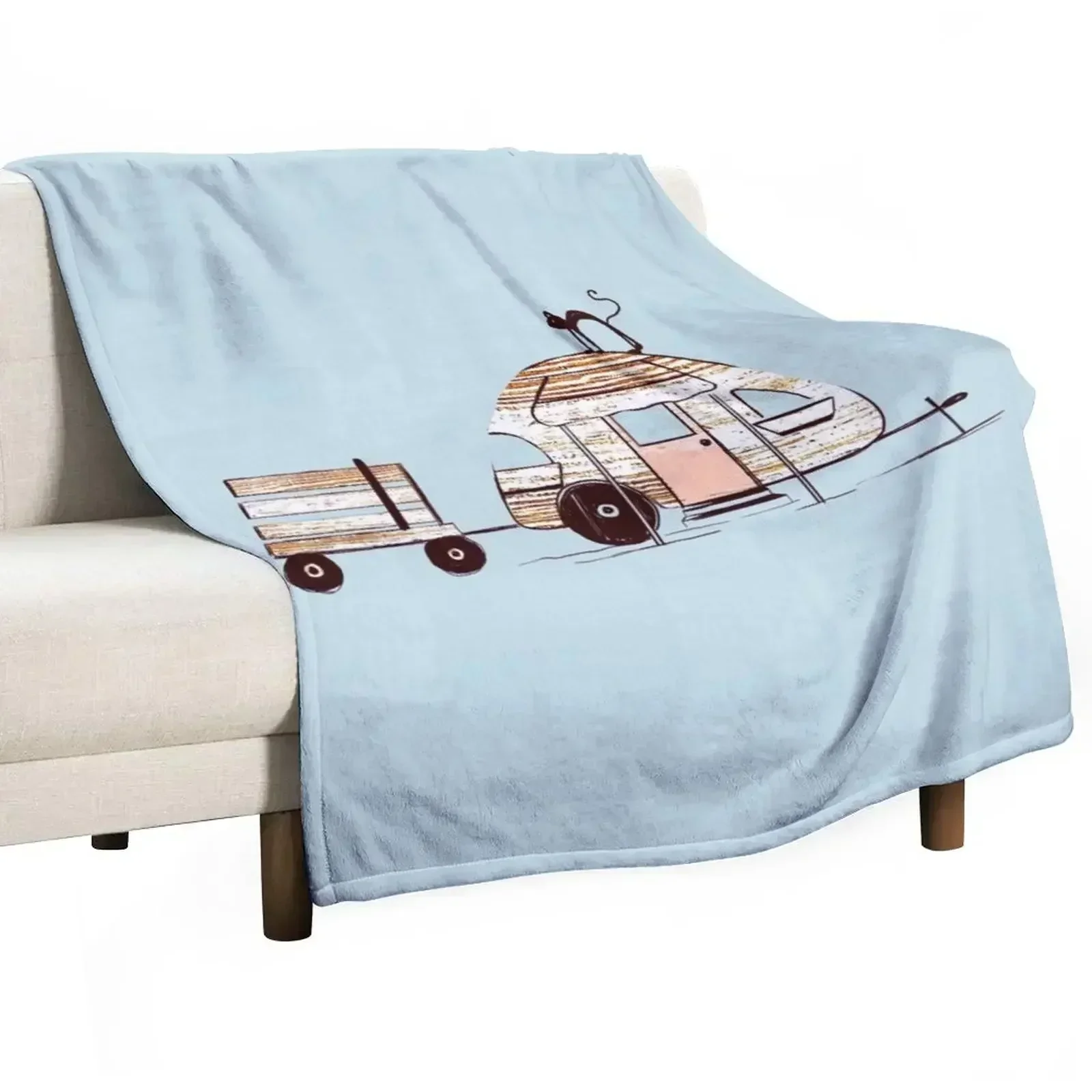 

Happy Camper Throw Blanket Hairys decorative Flannel Fabric Blankets