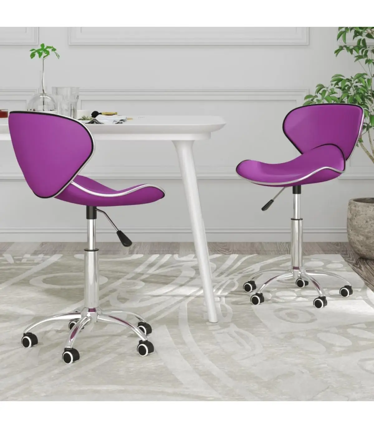 Dining chairs rotating dining chairs 2 PCs purple synthetic leather