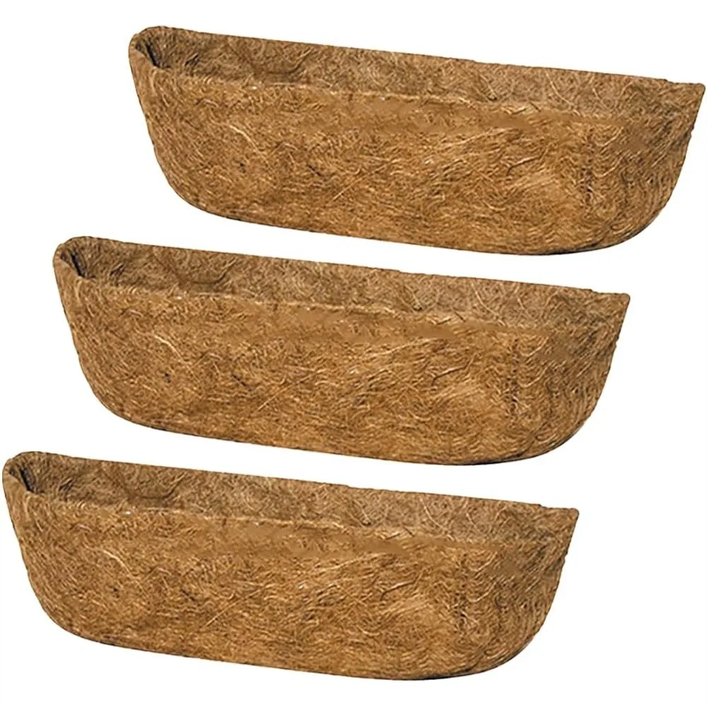 

3Pcs 30" Coco Liners for Planters, Pre-Formed Trough Coconut Fiber Liner for Window Box, Fence Flower Baskets