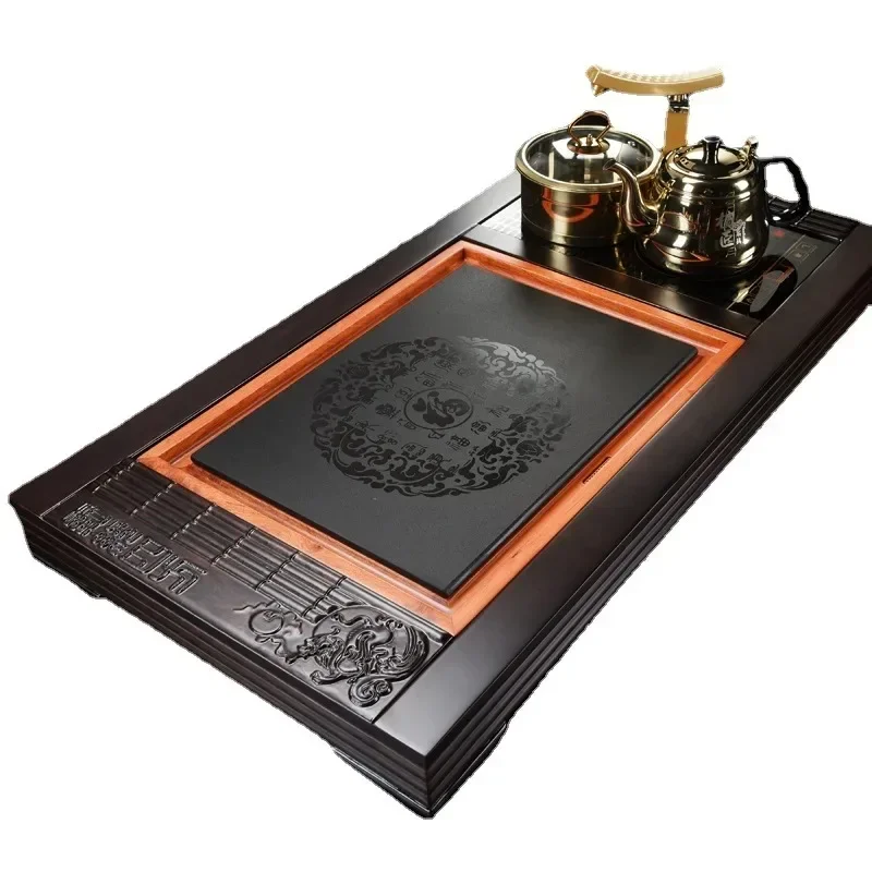 

Black sandalwood tea tray Natural ebonite Kung Fu tea table Office household simple drainage tea tray