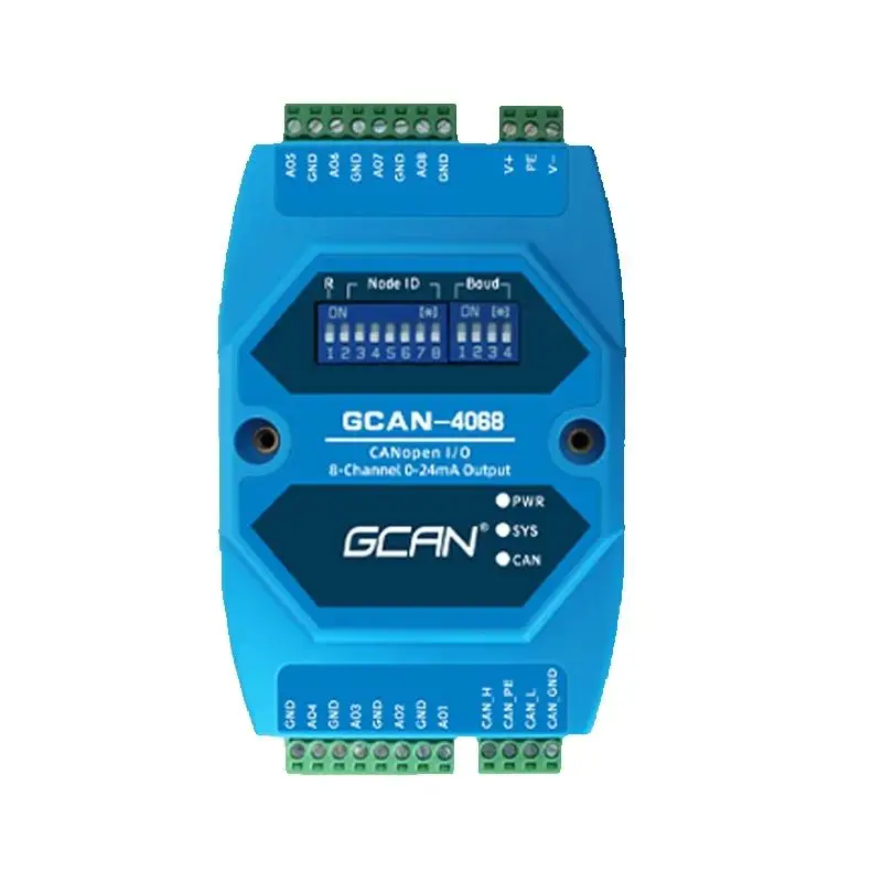 8AO 0-20MA Distributed Remote I/O Terminal Wiring GCAN-4068 Supports CANopen Communication Protocol