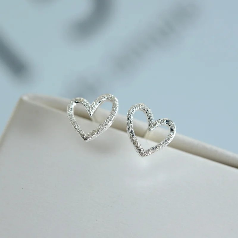 Boucles d'oreilles en forme de cœur plaqué argent 925 pour femmes et filles, bijoux simples, cadeau de mariage, fête d'anniversaire, eh049