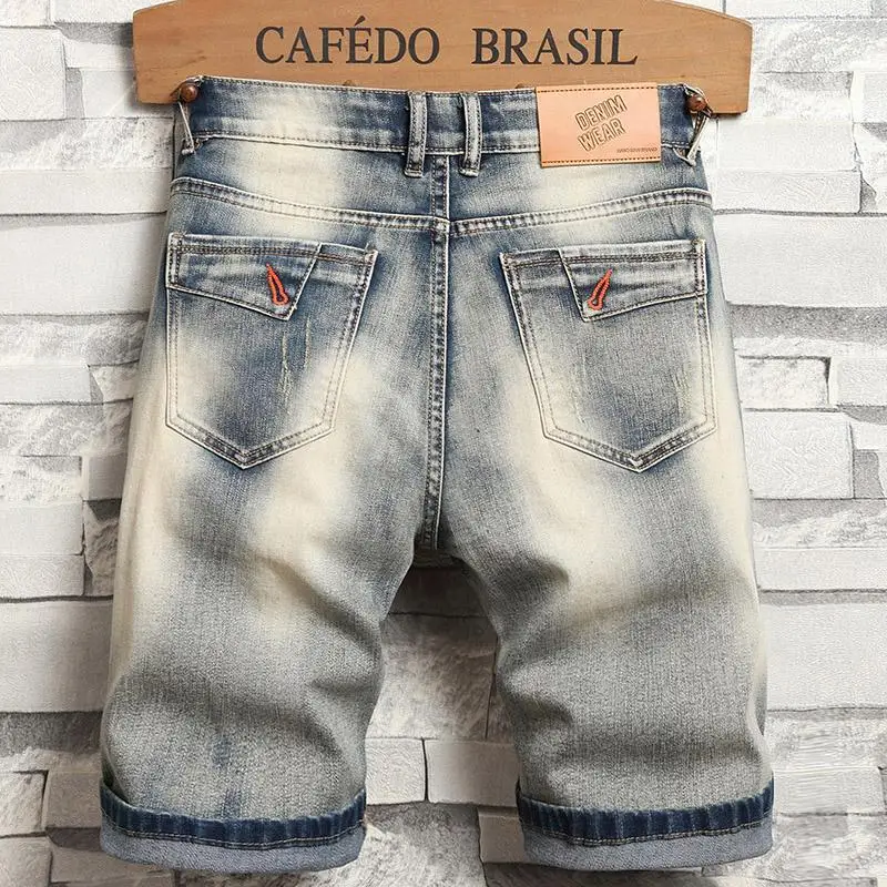 Harajuku Fashion Summer Classic Vintage Casual Denim Jeans for Men Straight Leg Knee Length Streetwear Luxury Men's Jeans Shorts