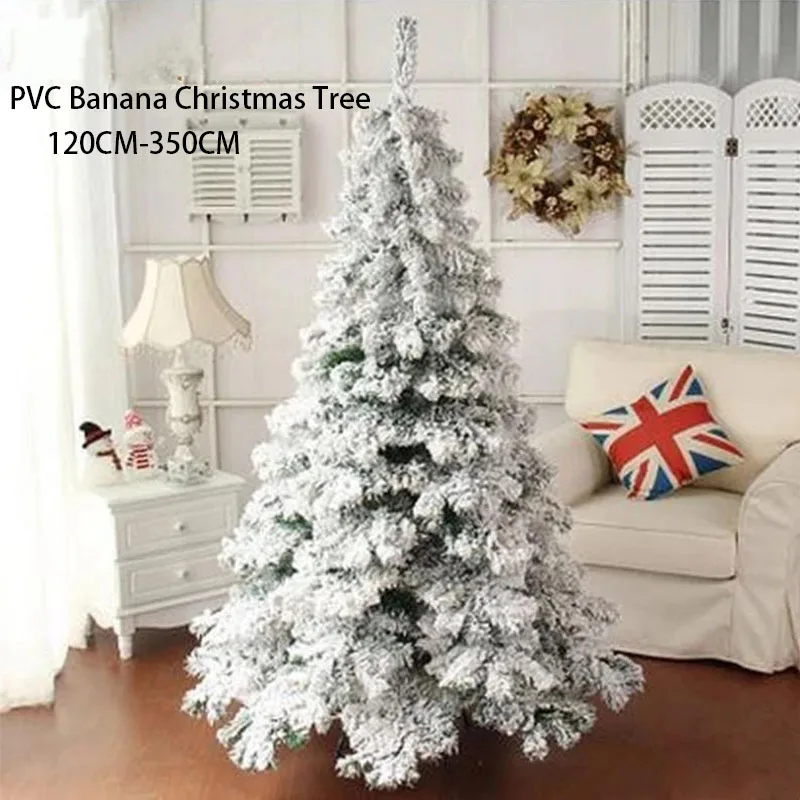 

Large White Snow PVC Christmas Tree 120-210CM Banana Plucked Snow Christmas Tree Large Home New Year Party Decoration Cristmas