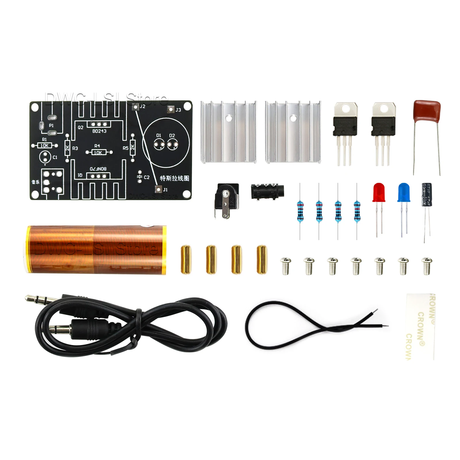 1 Set Mini Tesla Spule Kit 15 W Mini Musik Tesla Spule Plasma Lautsprecher Tesla Drahtlose Übertragung DC 15-24 V DIY Kits