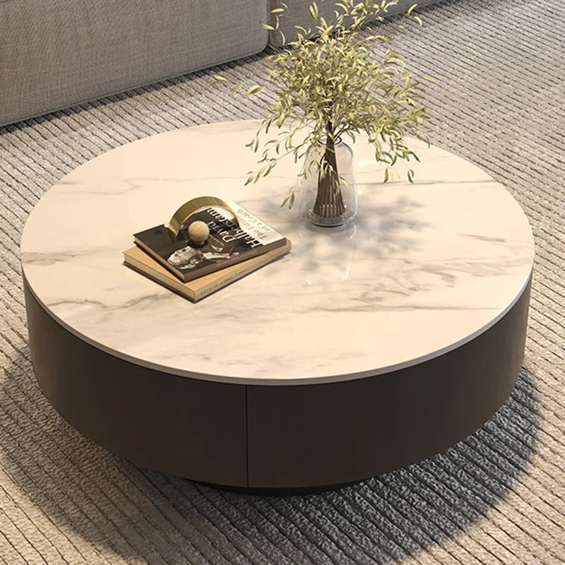 دراسة طاولة القهوة البسيطة غرفة المعيشة تصميم طاولة القهوة السوداء المستديرة مقاوم للماء أثاث صالة الأريكة العتيقة الفاخرة
