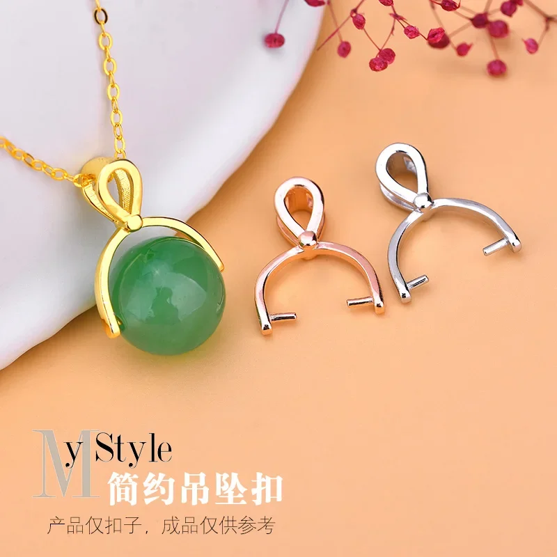 

Простой и универсальный зажим из стерлингового серебра S925 пробы, подвесная Пряжка, жадеит, нефрит, ручное плетение, искусственные материалы