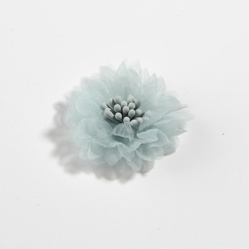 

4 см 1,5 "мини-цветок из шифоновой ткани для аксессуаров для волос, искусственные цветы для волос для платья, украшение свадебного букета