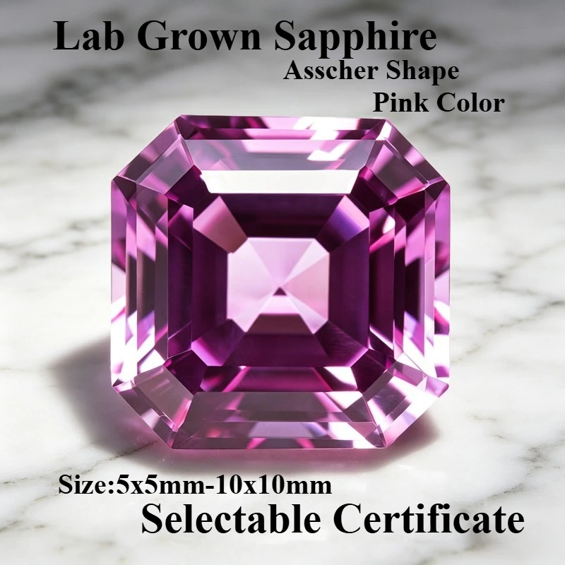 

Высококачественный лабораторно выращенный сапфир огранки Ашер, розового цвета, для изготовления ювелирных изделий своими руками, с возможностью выбора сертификата