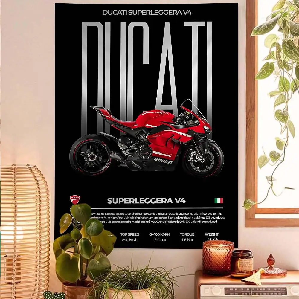 D-Ducaties Racing Motorcycle Colorful Tapestry Wall Hanging Bohemian Wall Tapestries Mandala Wall Hanging Sheets