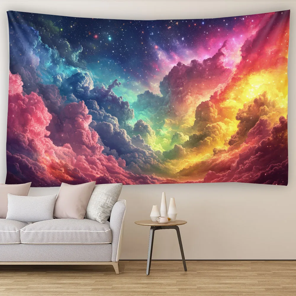 Planet Universe Tapestry Blue Galaxy Starry Sky Fabric Hanging Painting Decoration Living Room Dormitory Bedhead Tapestry