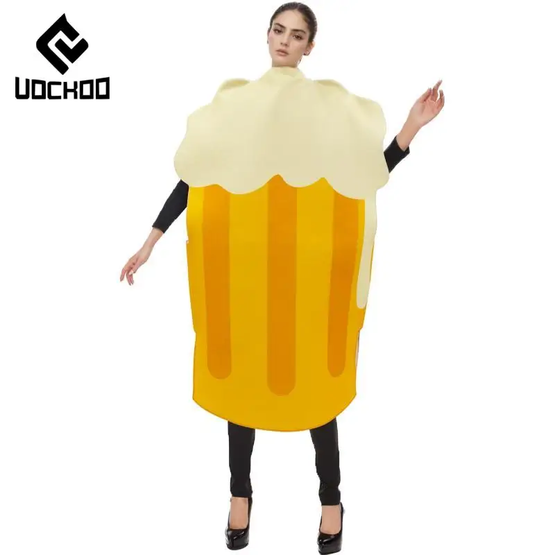 

Adult Beer Mug Costumes for Couple Adult Funny Food Jumpsuit Stage Performances Outfit Carnival Party Cosplay Suit Clothes