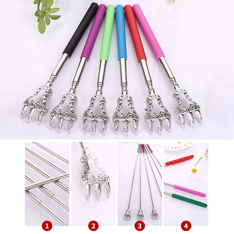 

Stainless Steel Back Scratcher Telescopic Dinosaur Claw Metal Back Itch Scratcher For Old Man Easy Massage Relax Handicrafts