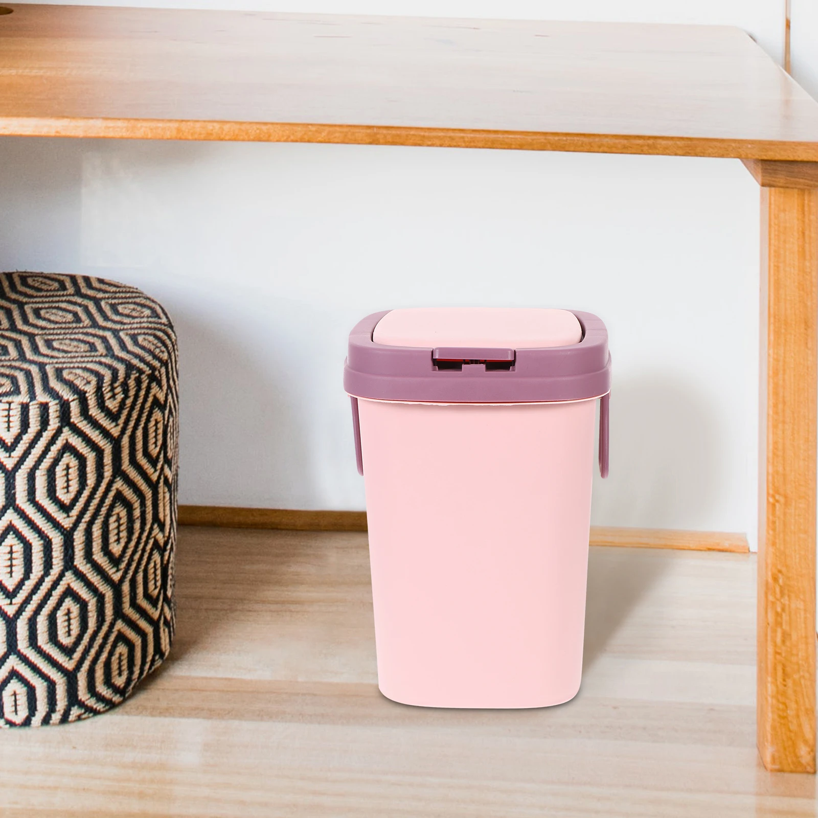

Flip Trash Can Small Cans Lids Recycle Bin Garbage Swing Desk Kawaii Office Plastic Premium Odorless Open Close Pedal Button