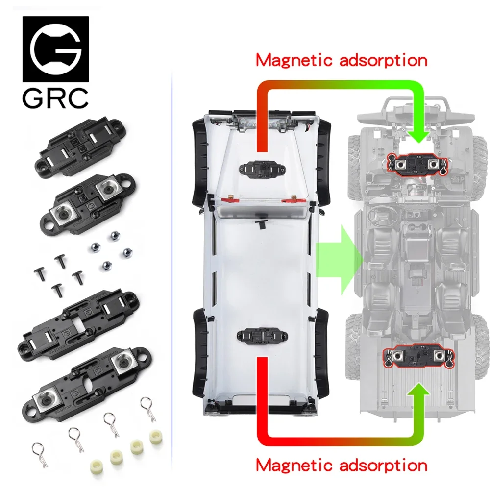 GRC Adjustable Distance Magnetic Body Mount Shell w/Magnet For 1/10 RC Crawler Car TRX4 SCX10 JK 90046 D110 CFX CC01 94123 G168A