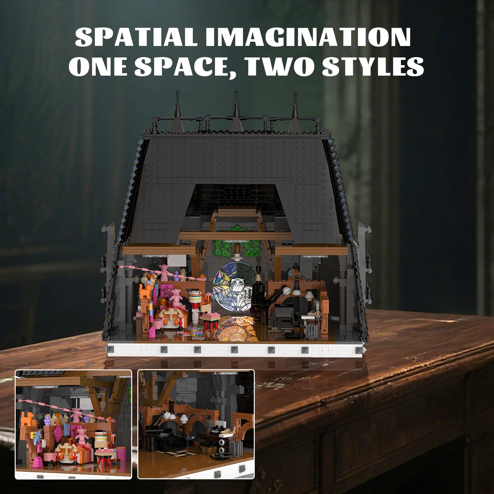 Dark Academia Building Set, Gothic Style Mystery Mansion Model for Display, Unique Hobby Gift for Wednesday Fans & Adults