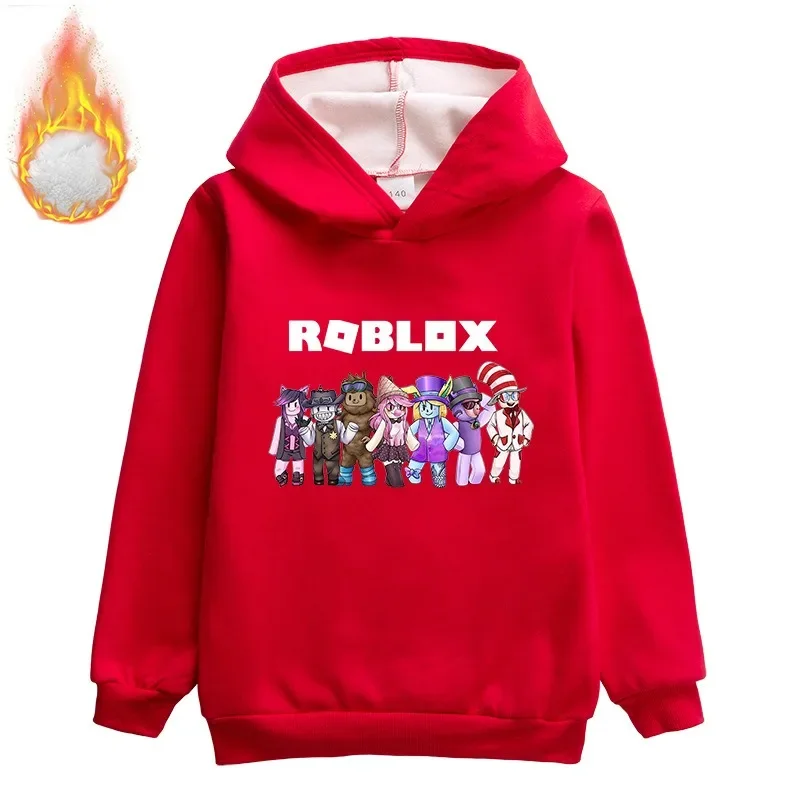 

ROBLOX Children Costume Double Layered Thickened Velvet Boy Hoodie Kid Clothes Funny Hoodies Girl Boy Sweatshirt