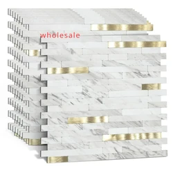 wholesale Mosaic Wall Tile Peel And Stick Self Adhesive Waterproof Aluminum rectangle Kitchen Tile Backsplash