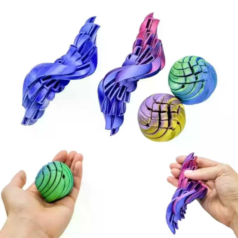 [JT]1Pc 3D Printed Twistsphere  Props Gear Liquid Flow Ball With Rotating Design Anxiety Relief Toys Slime Ball  Toy