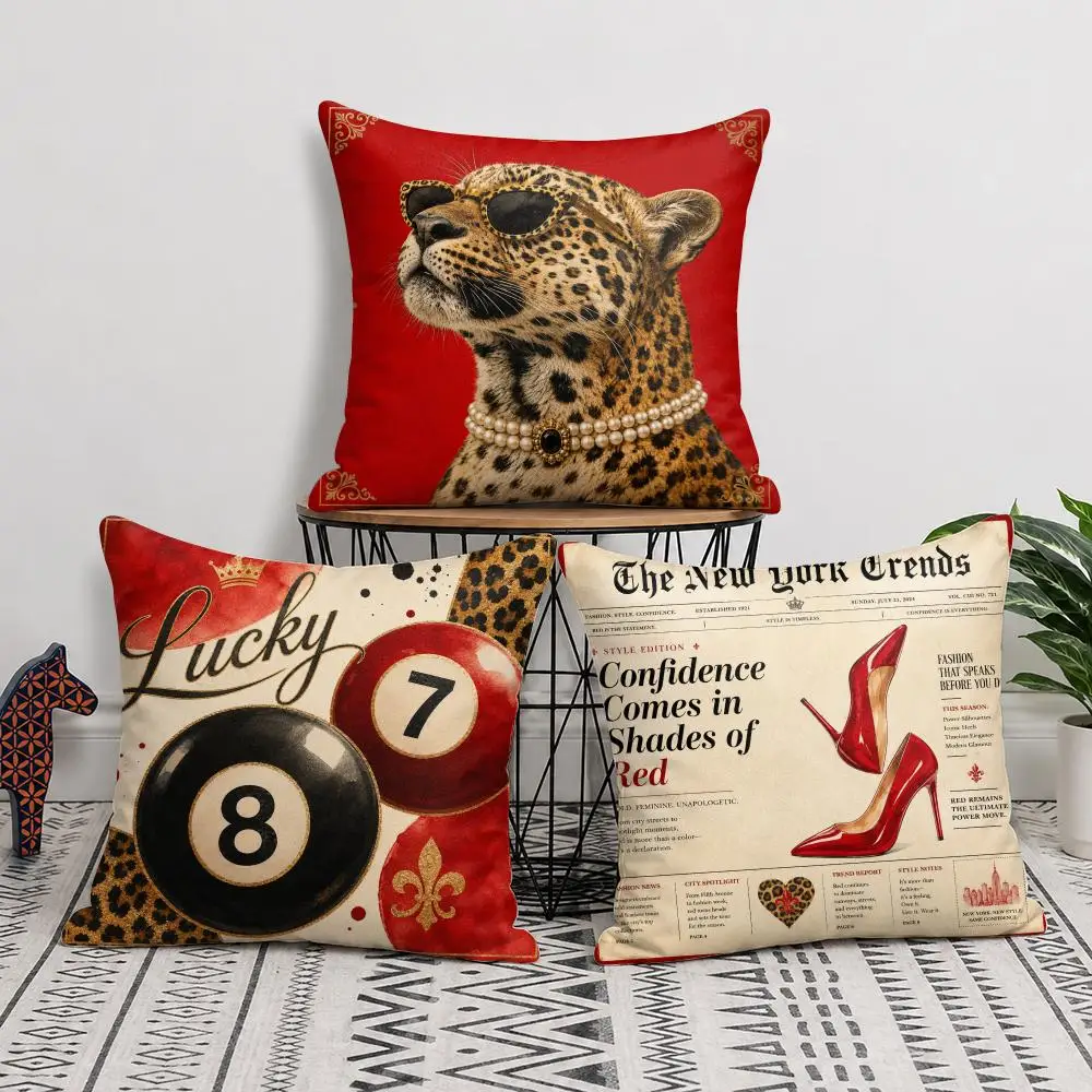 Leopard Luxe Cushion Cover Soft Short Plush Pillow Cover Smooth Cozy Texture Cushion Case Home Decor