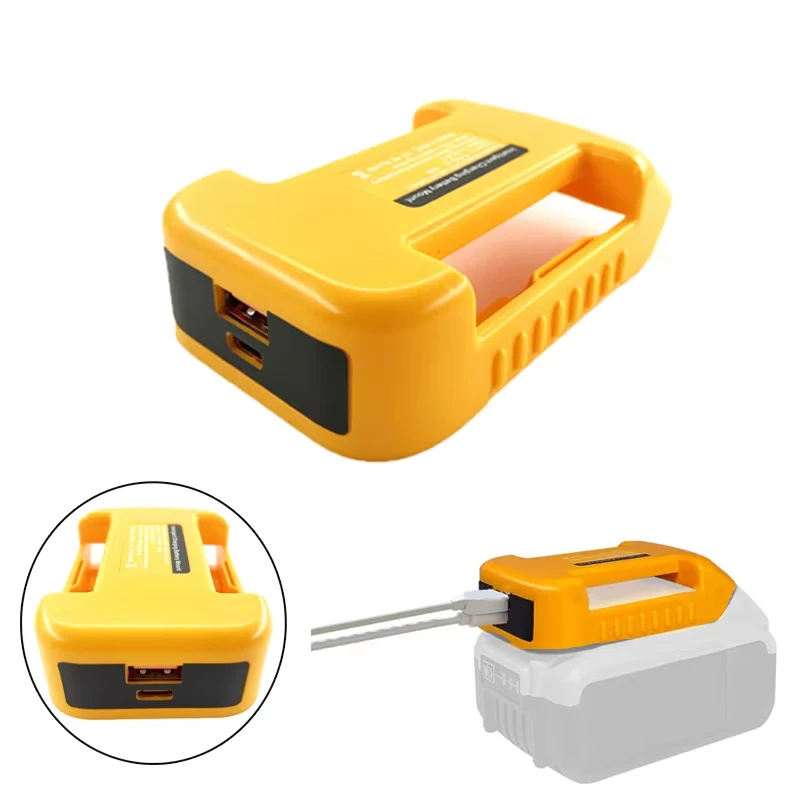 USB Charger Adapter for Dewalt 18V 20V Li-ion Battery with USB and Type-C Fast Charging DCB200 DCB205 for DEWALT
