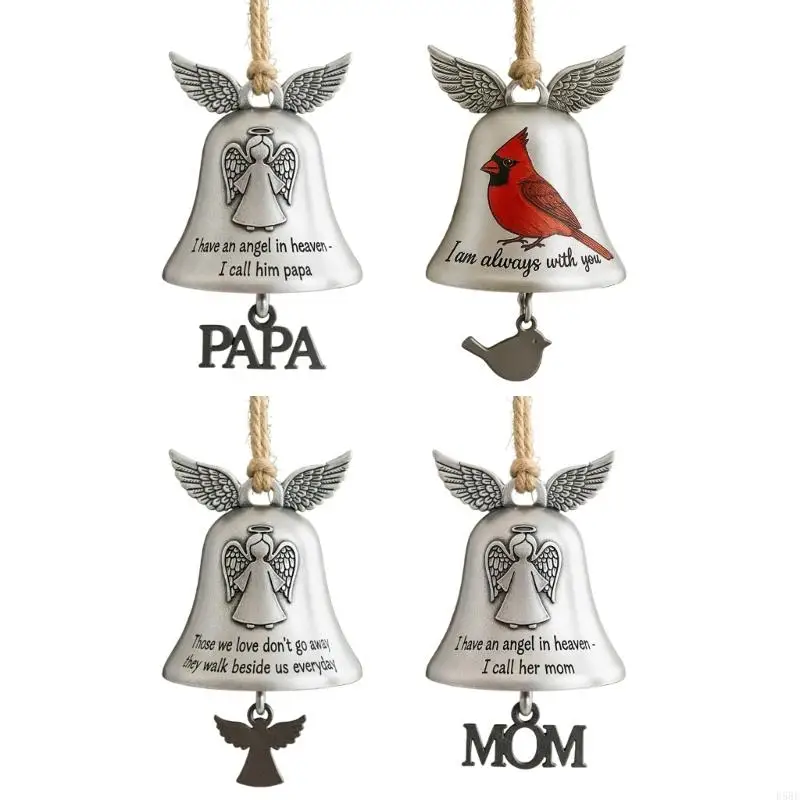 

D5BE Heavy Duty Alloy Motorcycle Keychain Decoration With Angel Wing Engraving Protective Charm Gift For Bikers