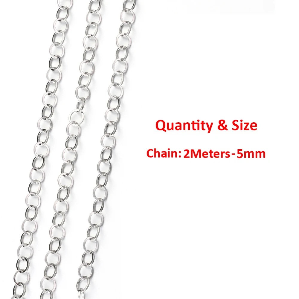 2 Meter 1 Meter Hochwertige Edelstahl-Drehketten für DIY-Halsketten, Armbänder, Kleidung und Schmuckherstellung Zubehör – Detail 14