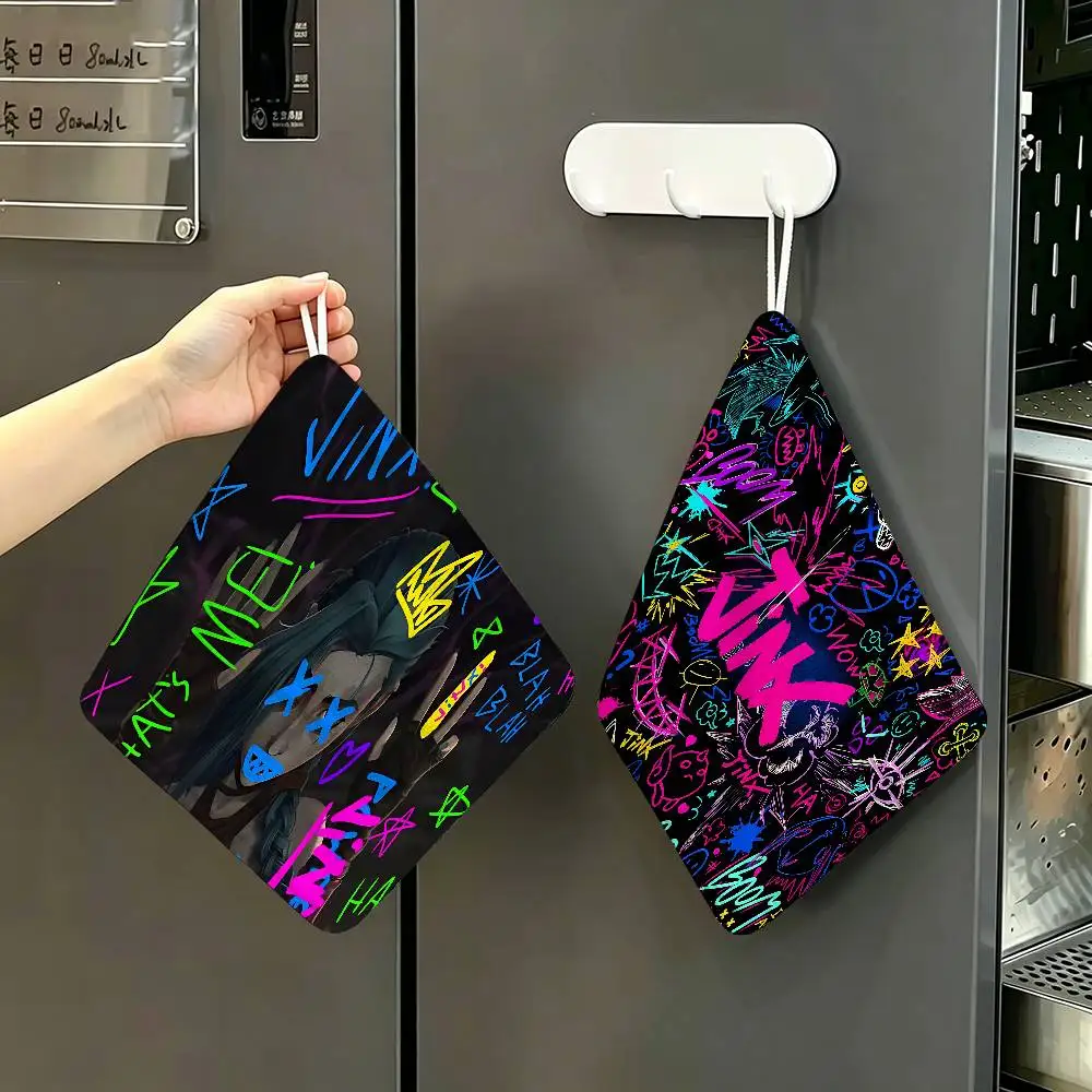 Anime A-Arcane Polyester Cotton Hand Wiping Towel, Hanging Design, Durable for Household Restaurant Toilet Use