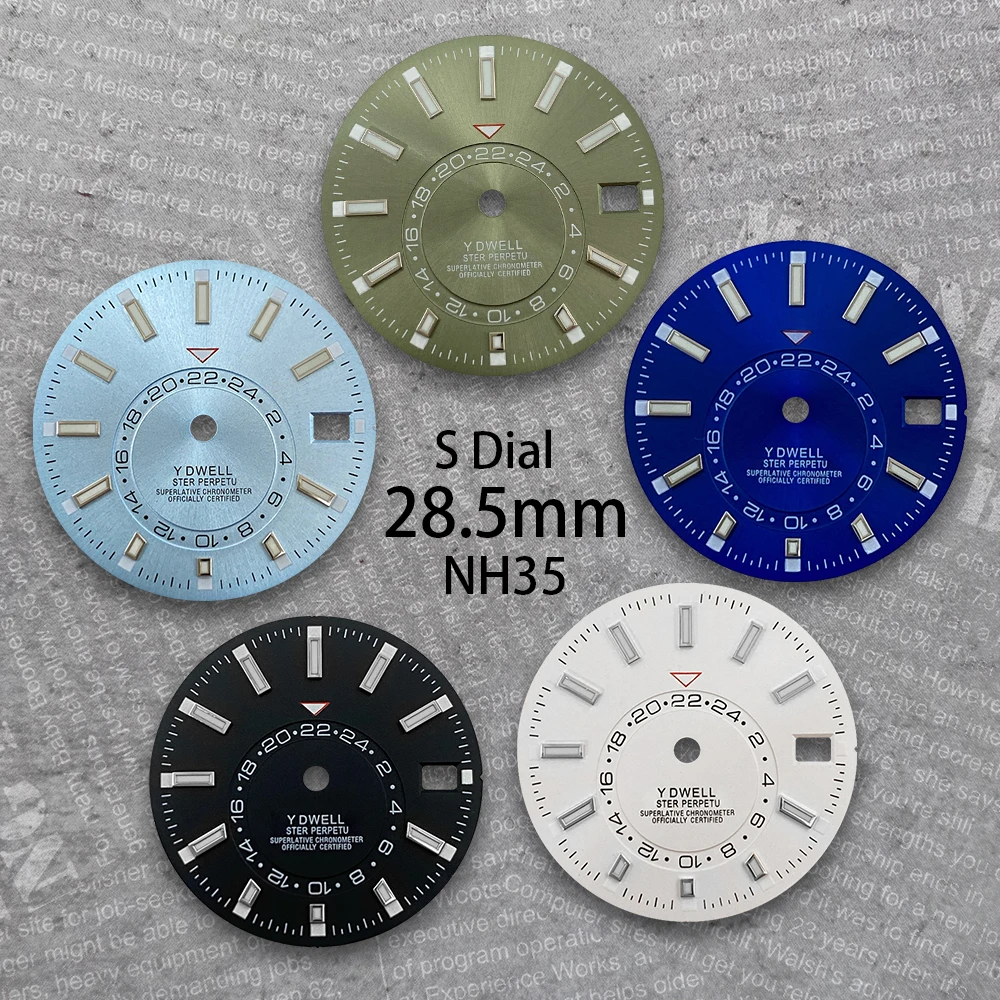 

28.5 mm S Logo Dial Suitable For NH35 Movement Green Luminous Sunburst Olive Green High Quality Watch Modification Accessories