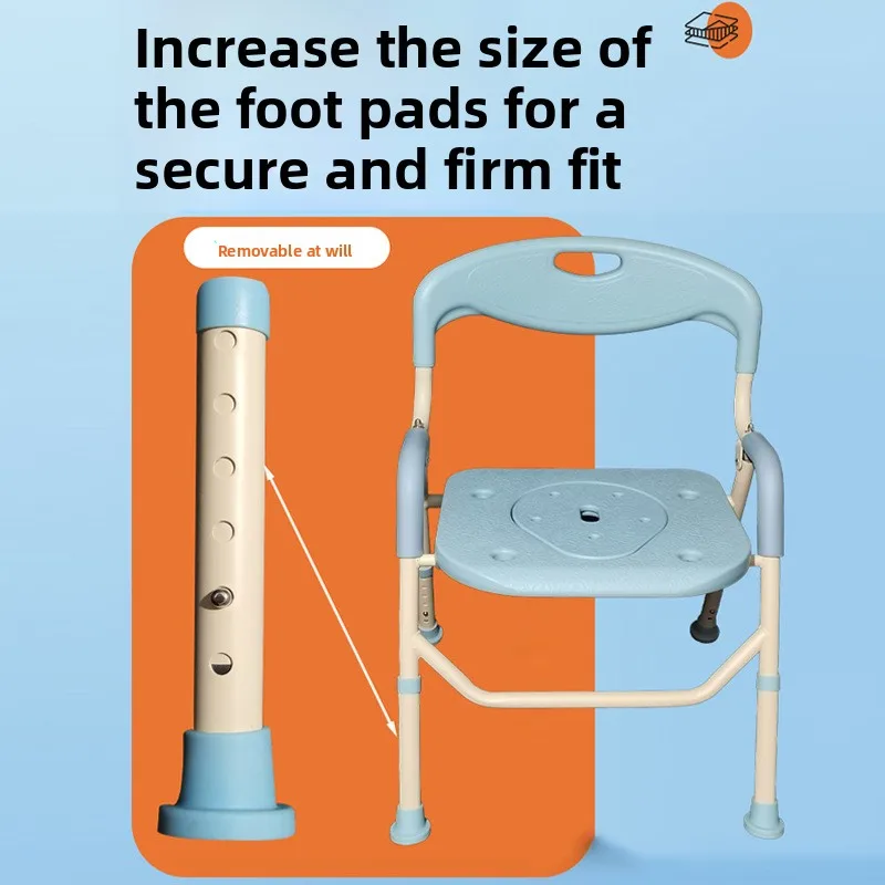 Shower Chair Foldable Adjustable Height Bath Seat Anti Slip Backrest Stool for Elderly Pregnant Bathroom Safety
