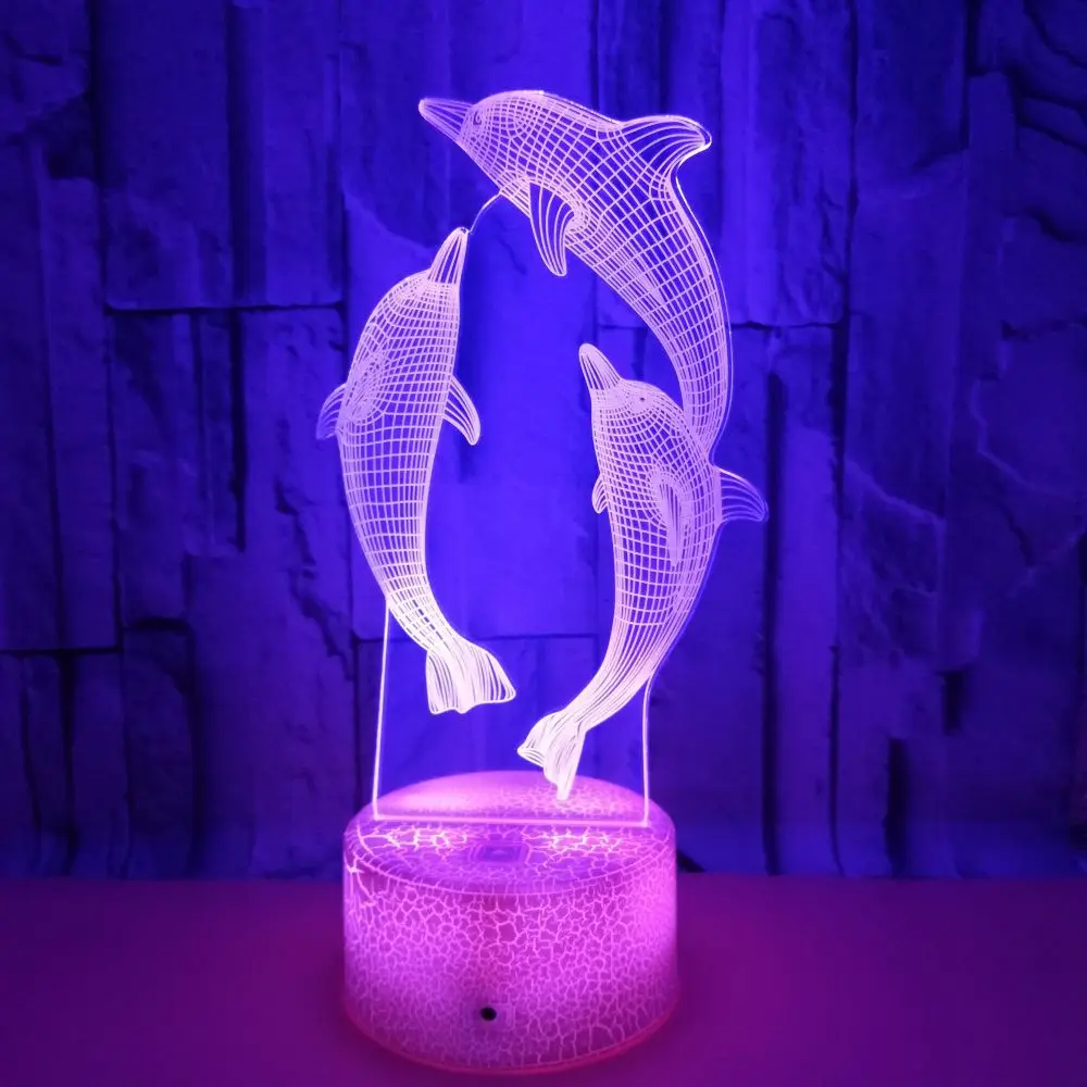 Nighdn Dolphin Night Lights para decoración de habitación, lámpara Led de mesa de escritorio que cambia de Color, luz nocturna para niños, regalo de cumpleaños y Navidad