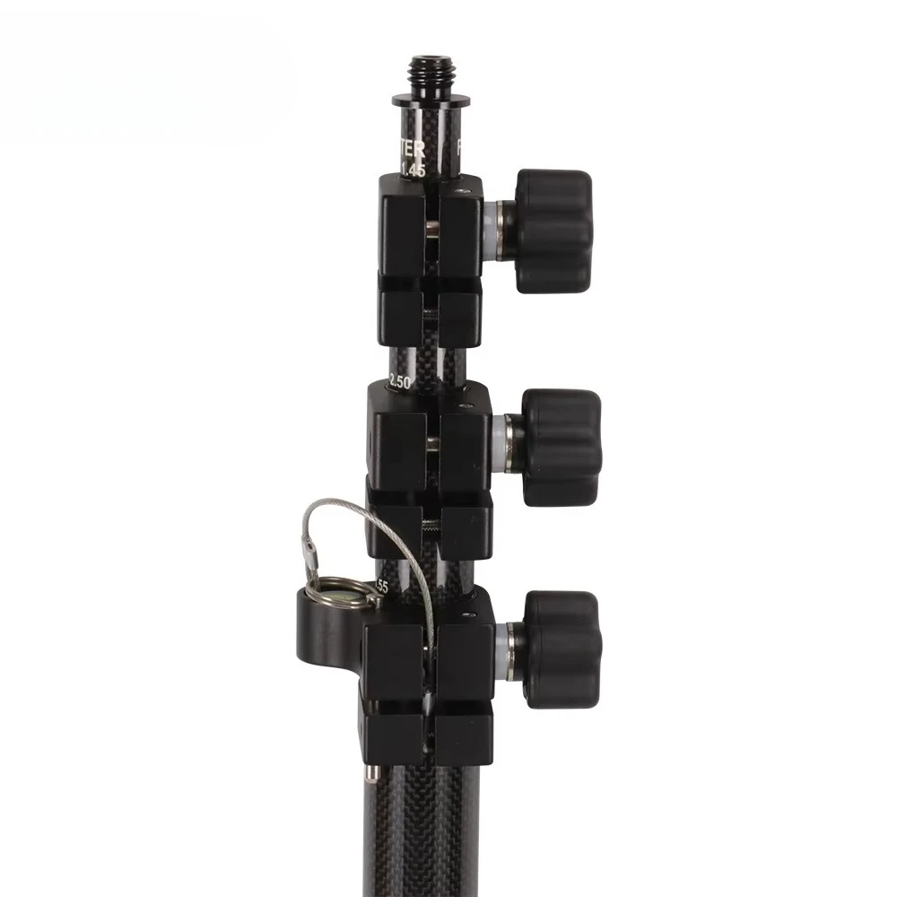 High Quality 4.6m Carbon Fiber Dual Scales(M/FT) RTK Pole,4 Section Telescopic GPS Pole with 5/8