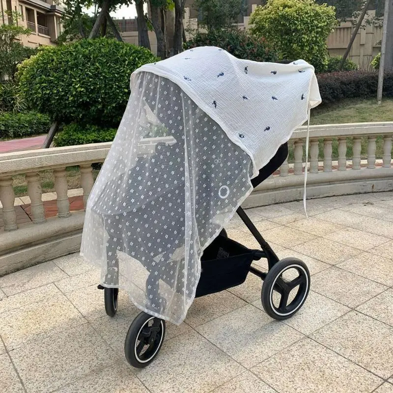 Baby Stroller Cover Gauze Sunshade Windshield Sunscreen Curtain Breathable Mesh