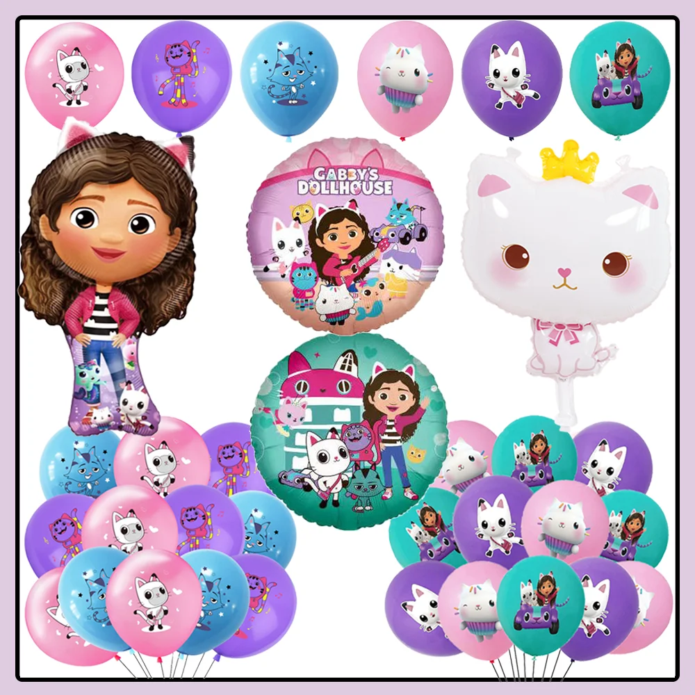 

Cartoon Gabby Doll House Birthday Party Decoration Foil Balloons Set Lots Package Gabby Globlos Girls Favors Birthday Gifts