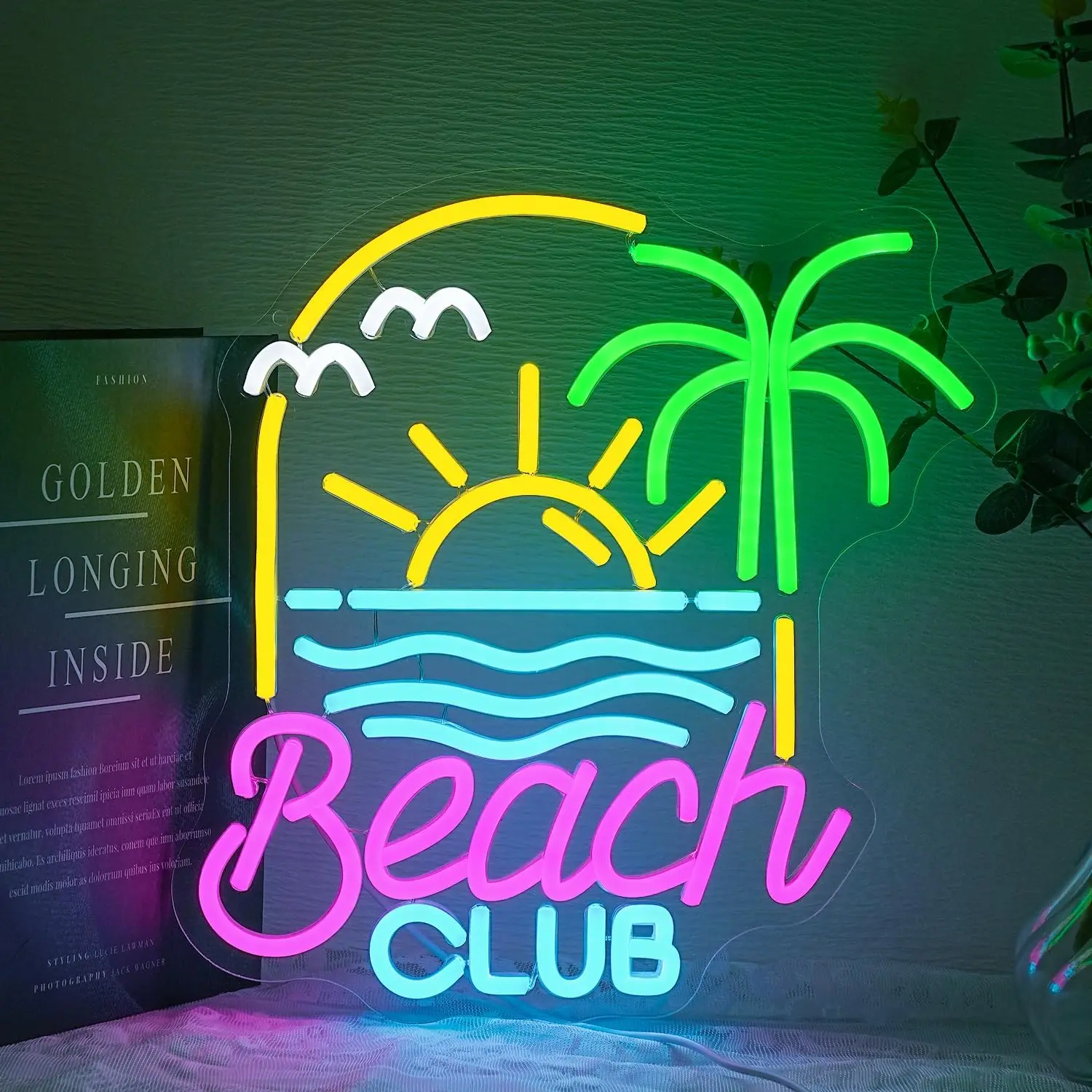 

Beach Club Neon Sign USB Summer Beach LED Neon Light for Store Hotel Restaurant Bar Party Bedroom Decoration Gift Art Wall Light